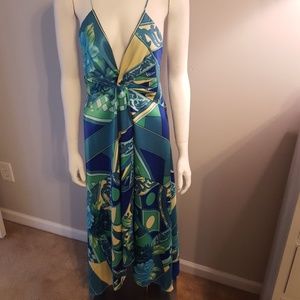 Ariella Blue Satin Maxi Dress